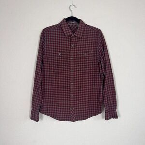 Mens TOAD & CO. Cotton Shirt Button-Down Size Small Red & Gray Plaid